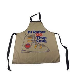 Vtg 70s Rockabilly I'd Rather‎ Be Ski Than Cook Cooking Apron Chef Apron USA